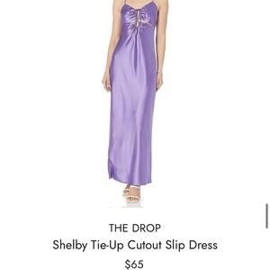 THE DROP Shelby Tie-Up Cutout Lavender Slip Dress